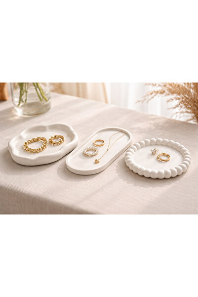 aGELİT Takı Organizer 3’lü Set – Dekoratif Takı Tabağı – Takı Tepsisi
