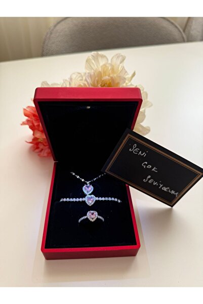 JUPİTER HOME Işık Kutu Çelik Pandora,s Su Yolu Bileklik Kolye Ve Yüzük Setti ...