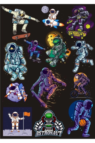 Reysa Tasarım مجموعة ملصقات رائد الفضاء - 7 13 قطعة للهاتف، والكمبيوتر اللوحي...