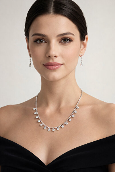 Perle Norie طقم مجوهرات الزفاف والخطوبة الأنيق ذو الشكل الدائري مع حجر الزركو...