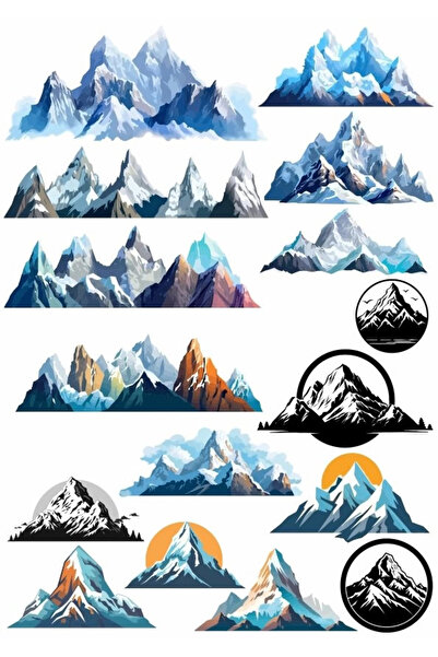 Reysa Tasarım مجموعة ملصقات الجبال مكونة من 16 قطعة للهاتف والكمبيوتر اللوحي ...