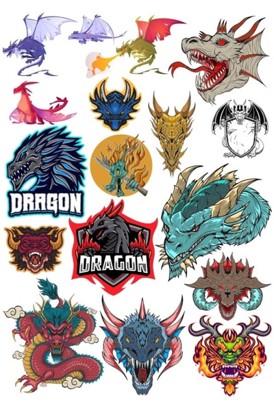 Reysa Tasarım مجموعة ملصقات التنين 5 20 قطعة للهاتف والكمبيوتر اللوحي والكمبي...