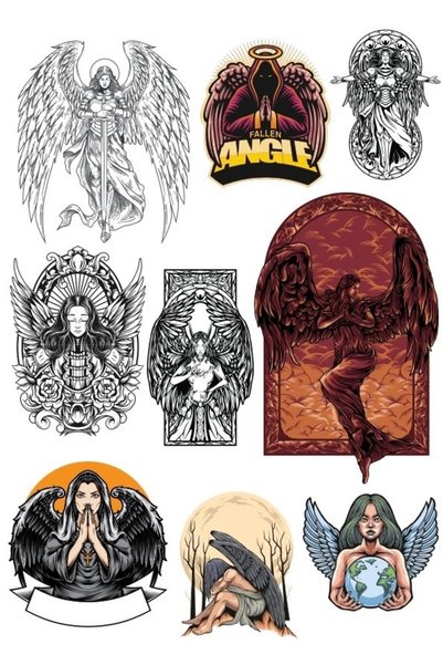 Reysa Tasarım Fallen Angel Sticker Set 9 Pieces Phone, Tablet, Notebook, Lapt...