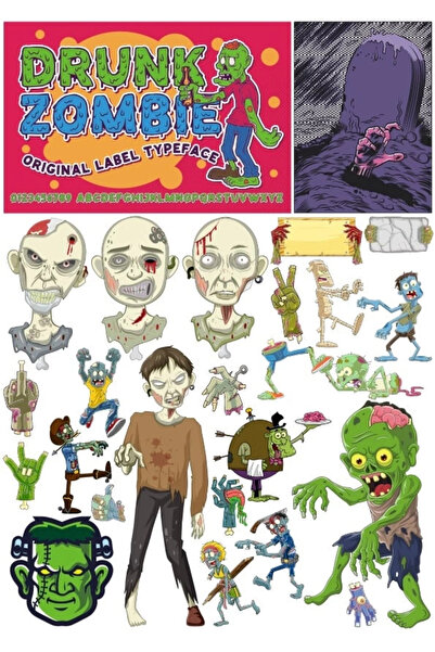 Reysa Tasarım مجموعة ملصقات Zombies مكونة من 6 ملصقات مكونة من 20 قطعة للهاتف...