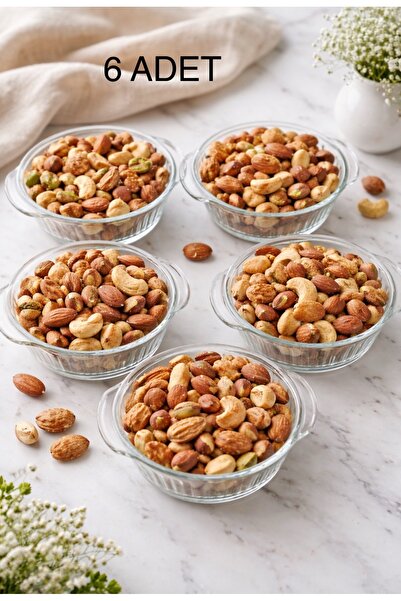 DİBA AVM 6 adet kuplu çerezlik sunumluk Cam Magnolia Tatlı Kasesi 6'lı Cam 13...