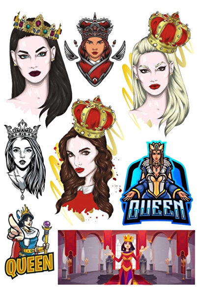 Reysa Tasarım مجموعة ملصقات الملكة مكونة من 8 قطع للهاتف والكمبيوتر اللوحي وا...