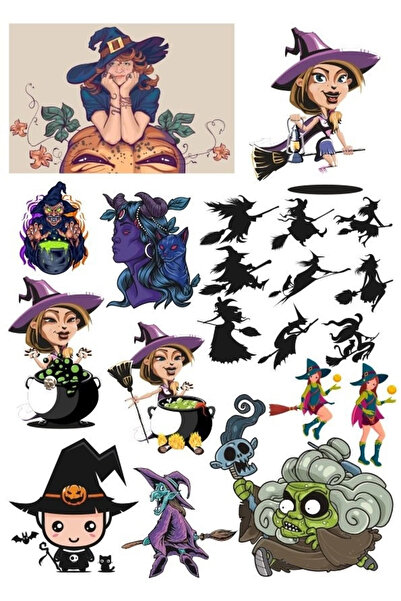 Reysa Tasarım مجموعة ملصقات الساحرة - 5 19 قطعة للهاتف والكمبيوتر اللوحي والك...