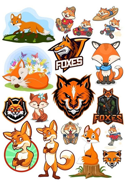 Reysa Tasarım مجموعة ملصقات Fox Fox-2 13 قطعة للهاتف والكمبيوتر اللوحي والكمب...