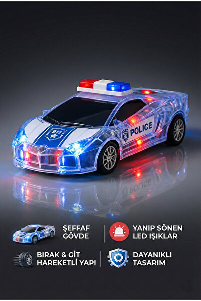 viyolmarketim Işıklı ve Sesli Polis Araba – Sürtmeli Oyuncak Polis Arabası, K...