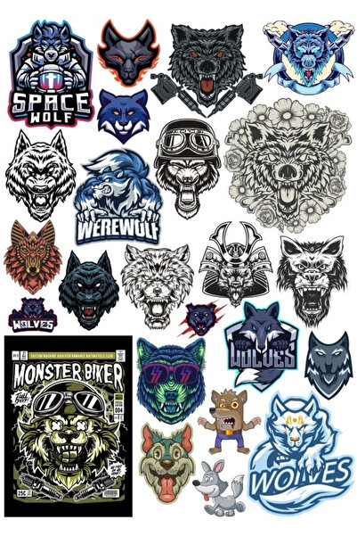 Reysa Tasarım مجموعة ملصقات الذئب مكونة من 8 20 قطعة للهاتف والكمبيوتر اللوحي...