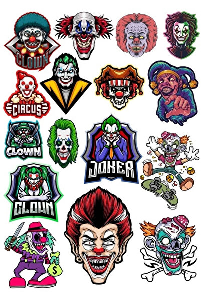 Reysa Tasarım مجموعة ملصقات المهرجين 17 قطعة للهاتف والكمبيوتر اللوحي والكمبي...