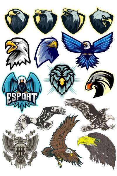 Reysa Tasarım مجموعة ملصقات Eagle Eagle - 2 15 قطعة للهاتف والكمبيوتر اللوحي ...