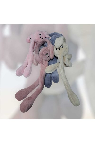Natural Plush Moving Mechanism Rabbit Headphone Mixed Color