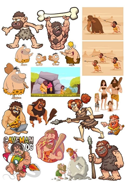 Reysa Tasarım مجموعة ملصقات العصر الحجري مكونة من 20 قطعة للهاتف والكمبيوتر ا...