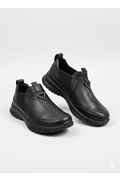 Ender حذاء نسائي رياضي يومي من الجلد الطبيعي مع نعل طبي وجانبين مطاطيين