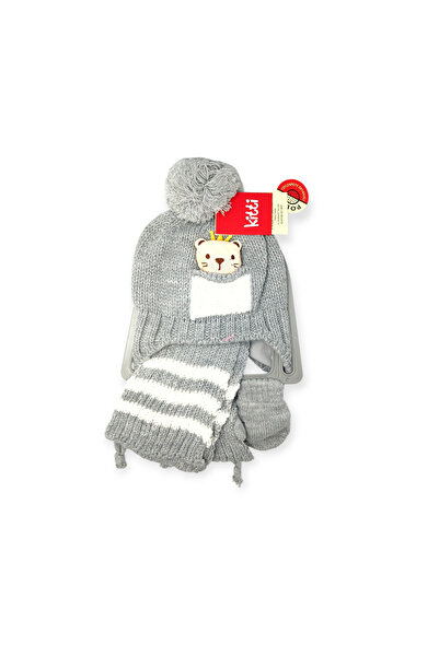 Kitti 0-12 Months Baby 3-Piece Set Beanie Scarf Gloves Fleece Lined Knitwear ...