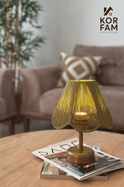 KorFam ROSALİNDA MODELİ - RETRO TARZDA PİLLİ MASA LAMBASI | METAL GÖVDE | LED...