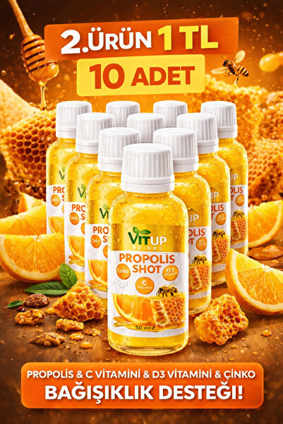 VİTUP PROPOLİS SHOT Çinko D3 C Vitamini 10 Adet 50 ML (CAM ŞİŞELİ)
