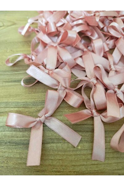 Esram Butik 50 Adet Hazır Mini Fiyonk Saten Pembe Kurdele - Nikah Şekeri , He...