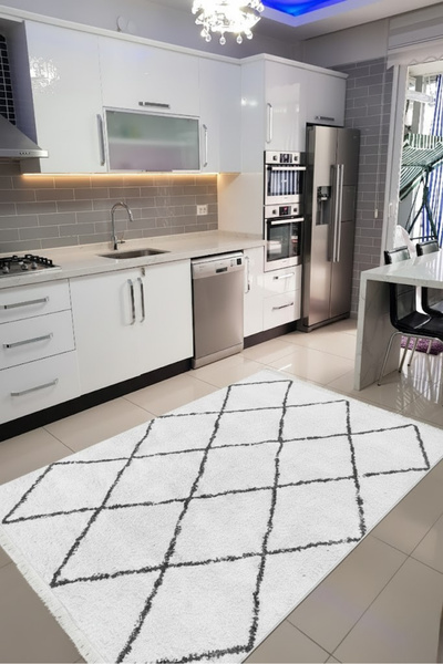 CENTER AVM Gri, Halı Mutfak Halısı Makinede Yıkanabilir Halı Kaymaz Taban Mut...