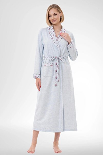Mecit Pijama Plus Size Women's Long Sleeve Dressing Gown 80% Cotton 20% Viscose