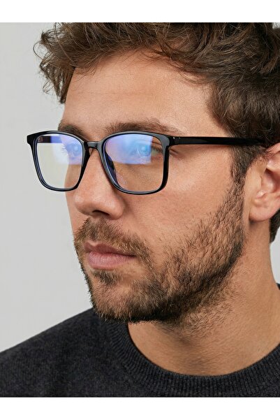 funeyes نظارات فيبايز بإطار أسود مستطيل من الأسيتات بمفصلات معدنية، نظارات عر...