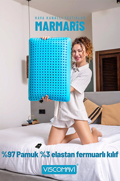 viscomavi Marmaris Ortopedik Visco Yastık – Pamuk Kılıflı | Hava Kanallı | Öm...