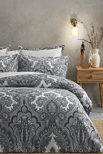 İQON طقم غطاء لحاف مرن فردي - رمادي شال