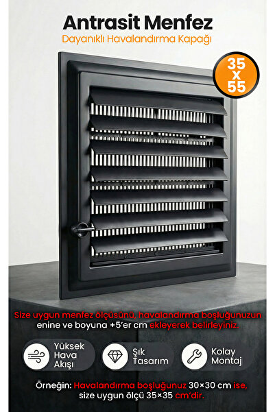 ÖZFIRAT PVC YAPI Menfez 35x55 CM - Banyo, Tuvalet - WC Havalandırma Menfezi -...