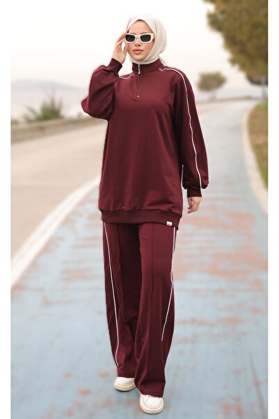 Ryzi Moda Women's Hijab Tracksuit Set Zippered Bottom Top Set