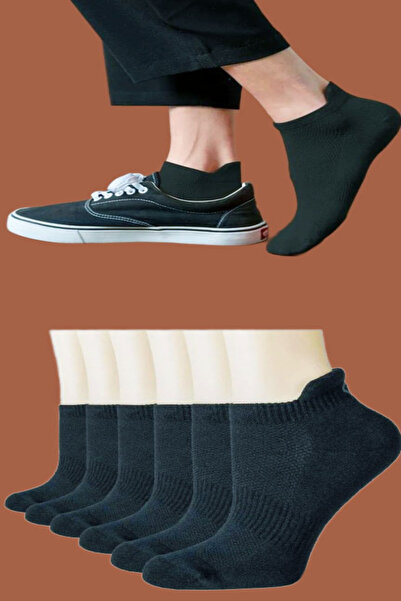 Ozzy Socks 6 أزواج من جوارب التنس القطنية ذات اللون الأسود بدون شعار للجنسين