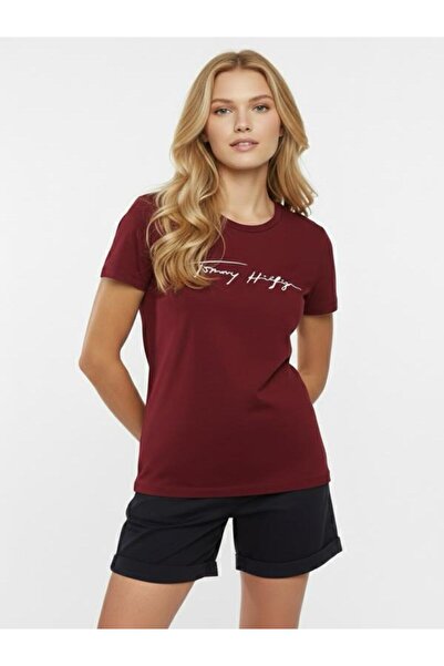 Tommy Hilfiger SIGNATURE EMBROIDERED LOGO ORGANIC COTTON WOMEN ' S T-SHIRT
