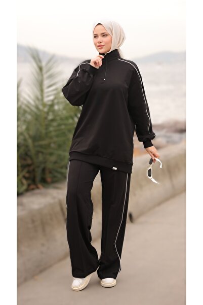 Ryzi Moda Women's Hijab Tracksuit Set Zippered Bottom Top Set