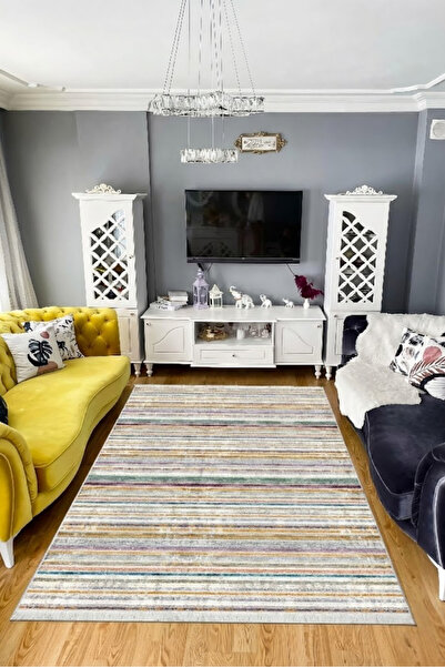 CENTER AVM Renkli Halı Salon Halısı Makinede Yıkanabilir Halı Kaymaz Taban Halı