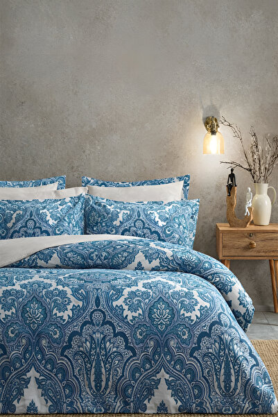 İQON Lastikli Çarşaflı Nevresim Takımı Çift Kişilik SHALL PETROL