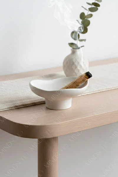 mindsoho Vernikli(WAX) Dalgalı Dekoratif Palo Santo Tütsülük, Mumluk, Tabak