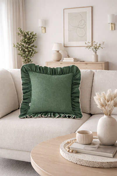 RİTMOHOME Fırfırlı, Vintage, Country, Iskandinav, Bohem 45x45 Dekoratif Kırle...