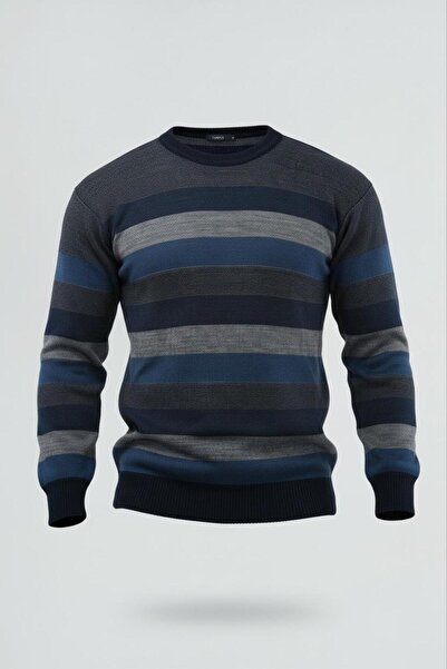 HEDEFNUR TEKSTİL Tricotaj gros de iarnă cu model în dungi pentru bărbați și d...