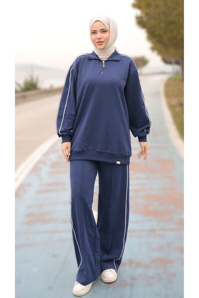 Ryzi Moda Women's Hijab Tracksuit Set Zippered Bottom Top Set