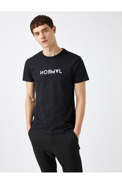 Koton Tricou negru pentru bărbați 1YAM11427CK