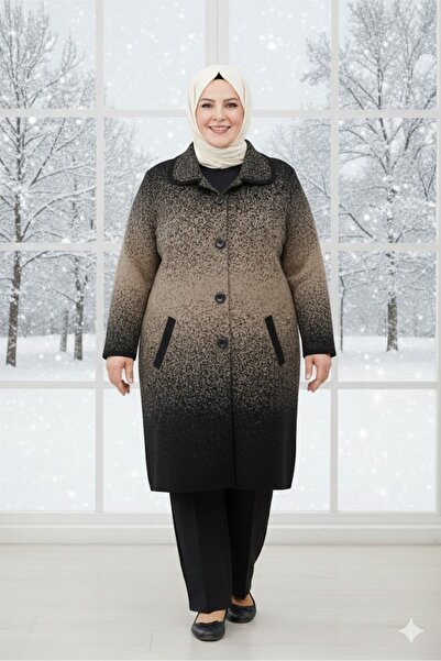 elma abone Large Size Buttoned Thick Cardigan Coat