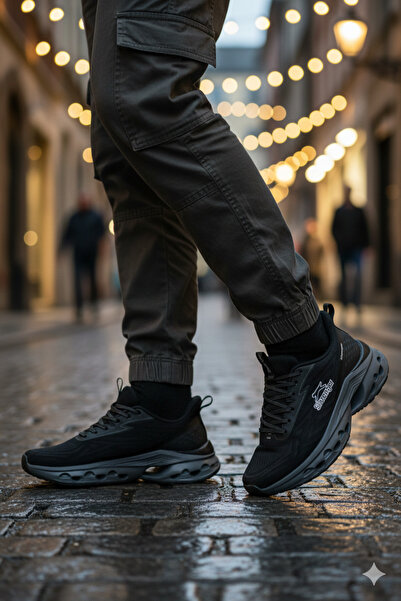 Slazenger حذاء رياضي رجالي من سلسلة WİLLOW Premium باللون الأسود / الأسود SA1...