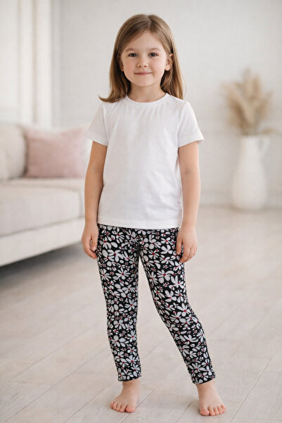 MAYORAL Siyah Çiçekli Kız Çocuk Taytı