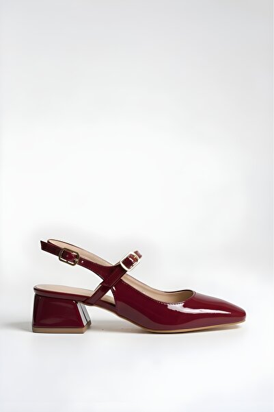 LİVAMOD Dámská patentovaná kůže Mary Jane s otevřenou zadní hranatou špičkou,...