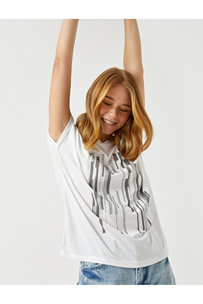 Koton Μπλουζάκι με κοντό μανίκι με λαιμόκοψη