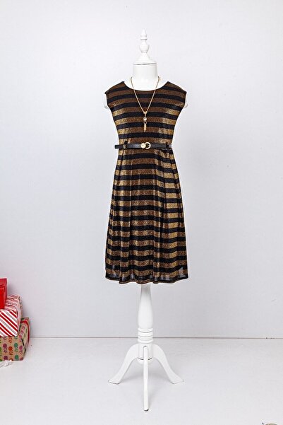 RAMON&ARTOS Ramon Artos Rochie Fata Model din Tulle cu dungi Aurit Sclipici