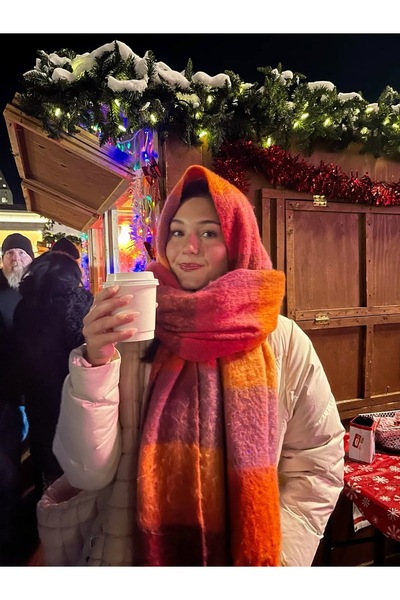 stravis Tasseled Colorful Square Patterned Soft Textured Scarf Shoulder Shawl