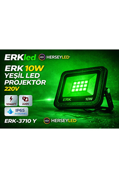 Erk Led ERK 10W YEŞİL LED PROJEKTÖR 220V ERK-3710 Y