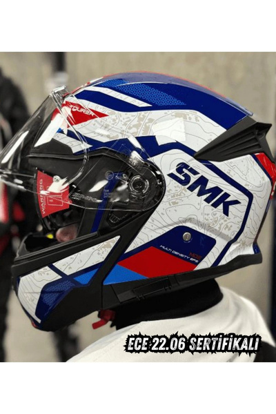 SMK Gullwing Navigator Mavi Çene Açılır Kask (ECE 22.06) (Fit Kalıp)