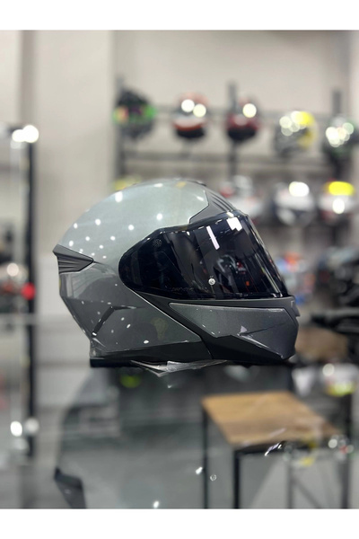 SMK Gullwing Blank Anthracıte Çene Açılır Kask ŞEFFAF VİZÖRLÜ